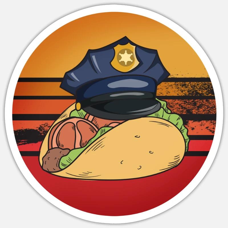 Taco Policeman Gift - Sticker size S (10 x 10 cm) - white matte