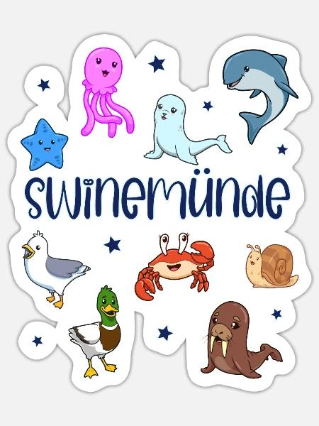 Süße Tiere in Swinemünde - Sticker Größe S (10 x 10 cm) - Mattweiß