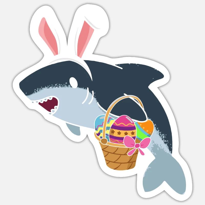 Requin de Pâques Sticker taille S (10 x 10 cm)