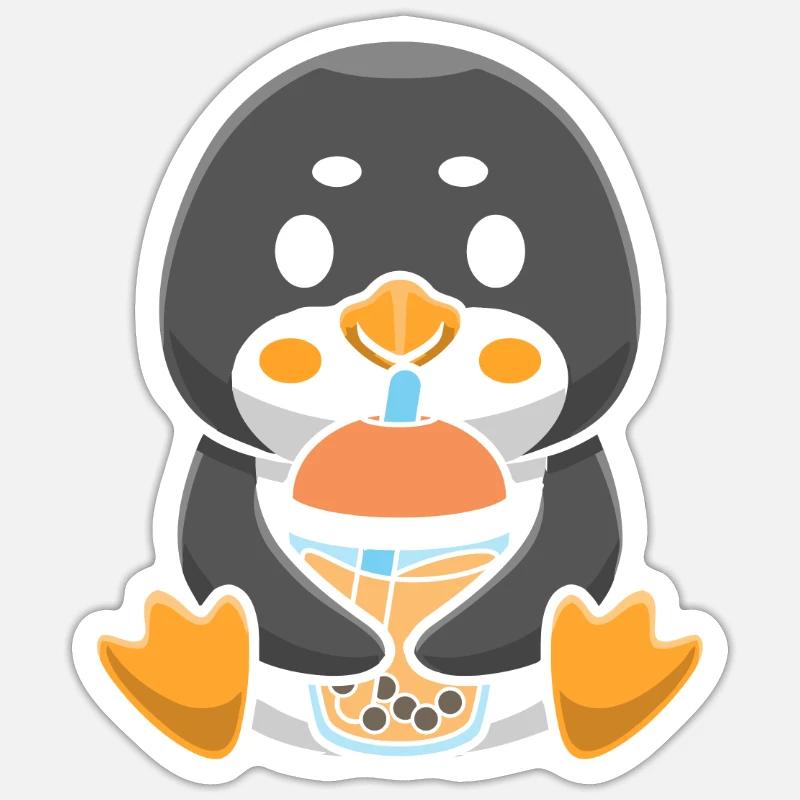 Bubble Milk Tea Penguin drinks Boba Milk Tea Sticker size S (10 x 10 cm)