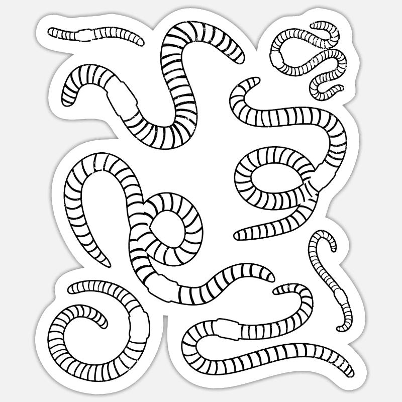 Worm Compost Worm Farm Worm Breeding Worms - Sticker size S (10 x 10 cm) - white matte
