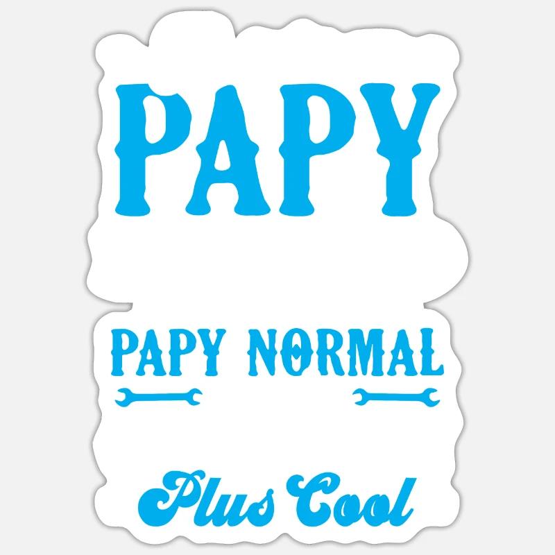 Je suis un papy mécano comme un papy normal - Sticker taille S (10 x 10 cm) - blanc mat