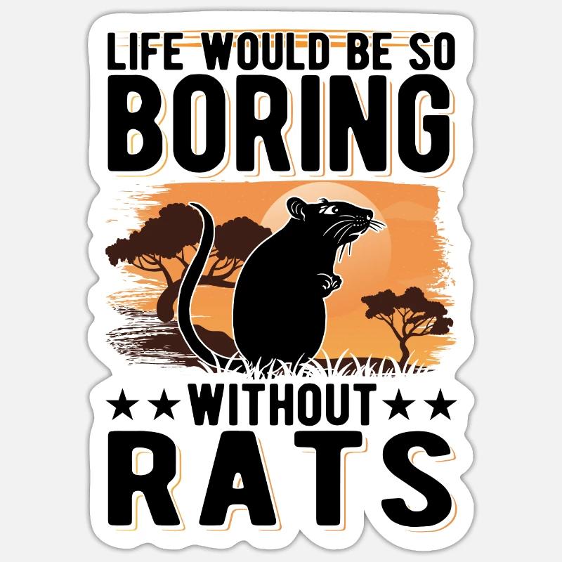 Rat Gift Maison Rat - Sticker taille S (10 x 10 cm) - blanc mat