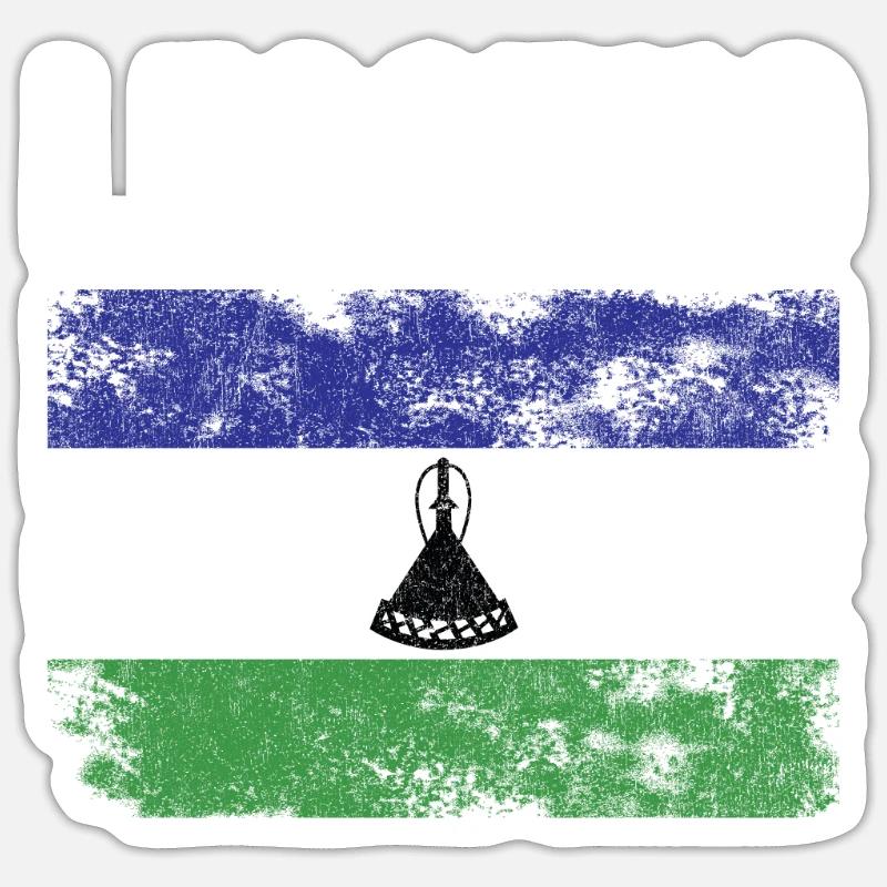 Drapeau du Lesotho en détresse - Drapeau Basotho Sticker taille S (10 x 10 cm)