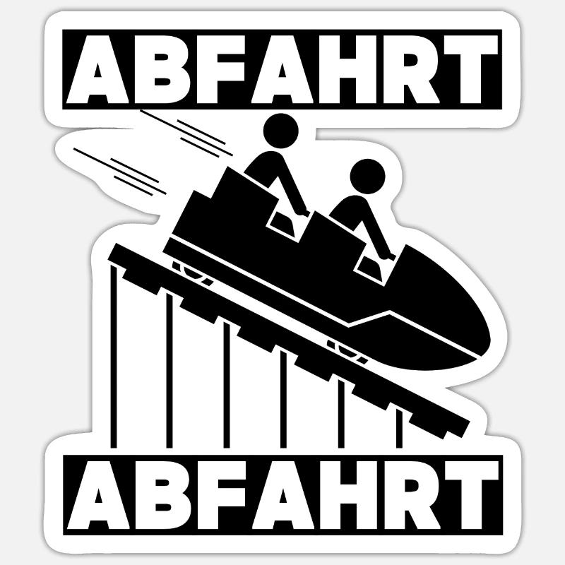 Abfahrt Abfahrt Achterbahn Freizeitpark Adrenalin - Sticker Größe S (10 x 10 cm) - Mattweiß