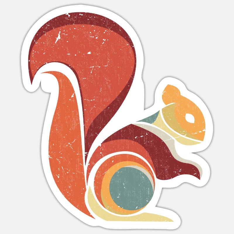 Retro Eichhörnchen Nagetier Tier Sticker Größe S (10 x 10 cm)