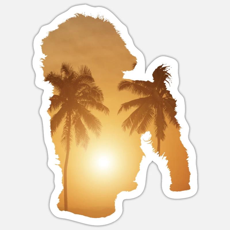 Plage d’été - Bichon Frise - Sticker taille S (10 x 10 cm) - blanc mat