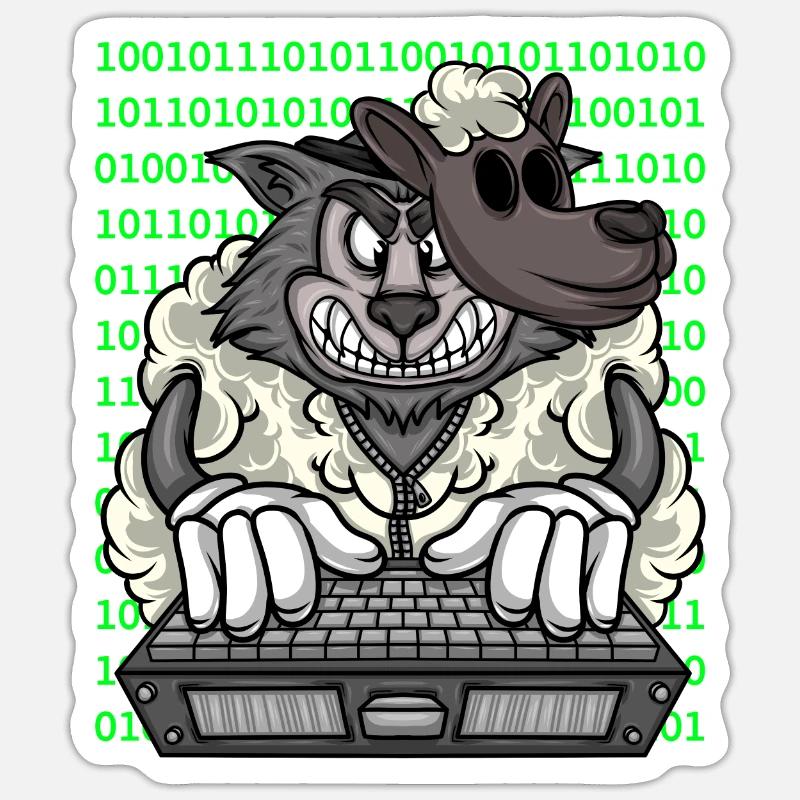 Hacker Wolf In Sheep's Clothing Cybersecurity Sticker size S (10 x 10 cm)