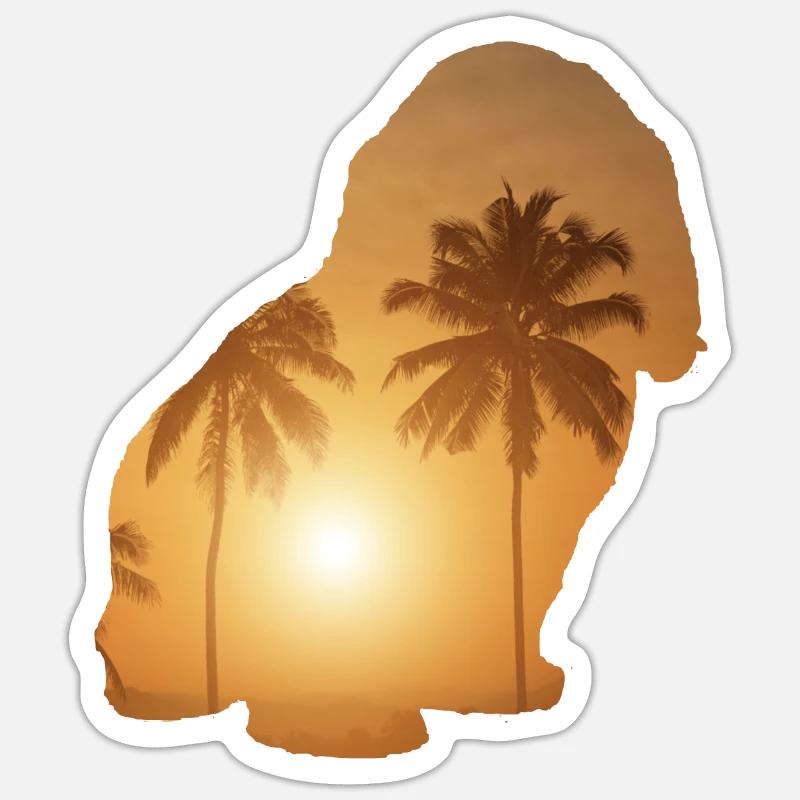 Summer beach - Cavachon - Sticker size S (10 x 10 cm) - white matte