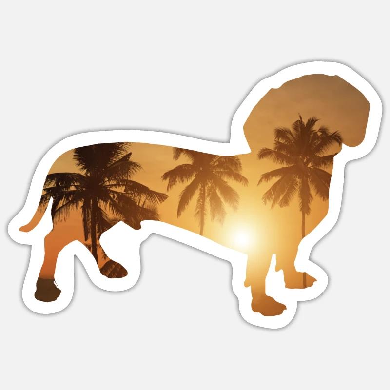 Plage d’été - Teckel Sticker taille S (10 x 10 cm)