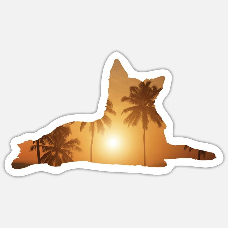 Summer beach - Dutch shepherd - Sticker size S (10 x 10 cm) - white matte