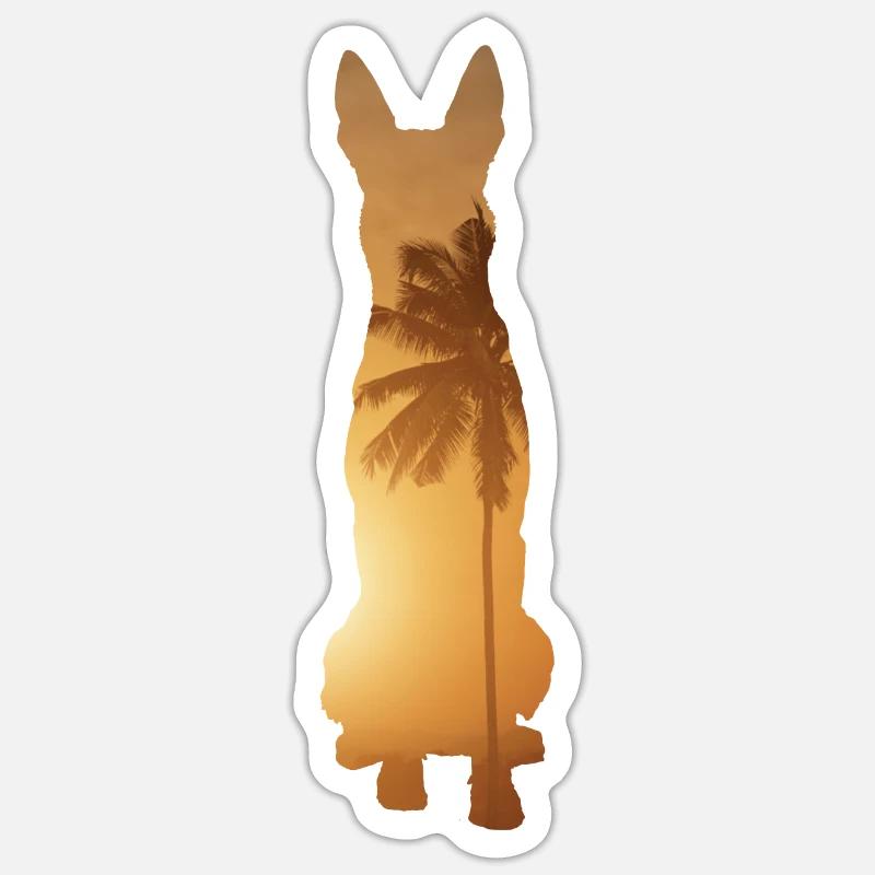 Plage d’été - Malinois - Sticker taille S (10 x 10 cm) - blanc mat