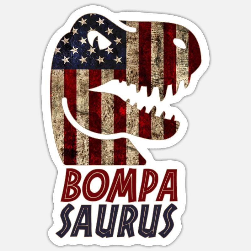 Patriotic Bompa Dinosaur - Sticker Größe S (10 x 10 cm) - Mattweiß