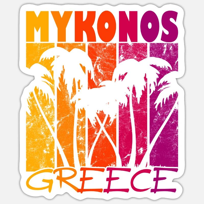 Mykonos Grèce Coucher de soleil - Sticker taille S (10 x 10 cm) - blanc mat