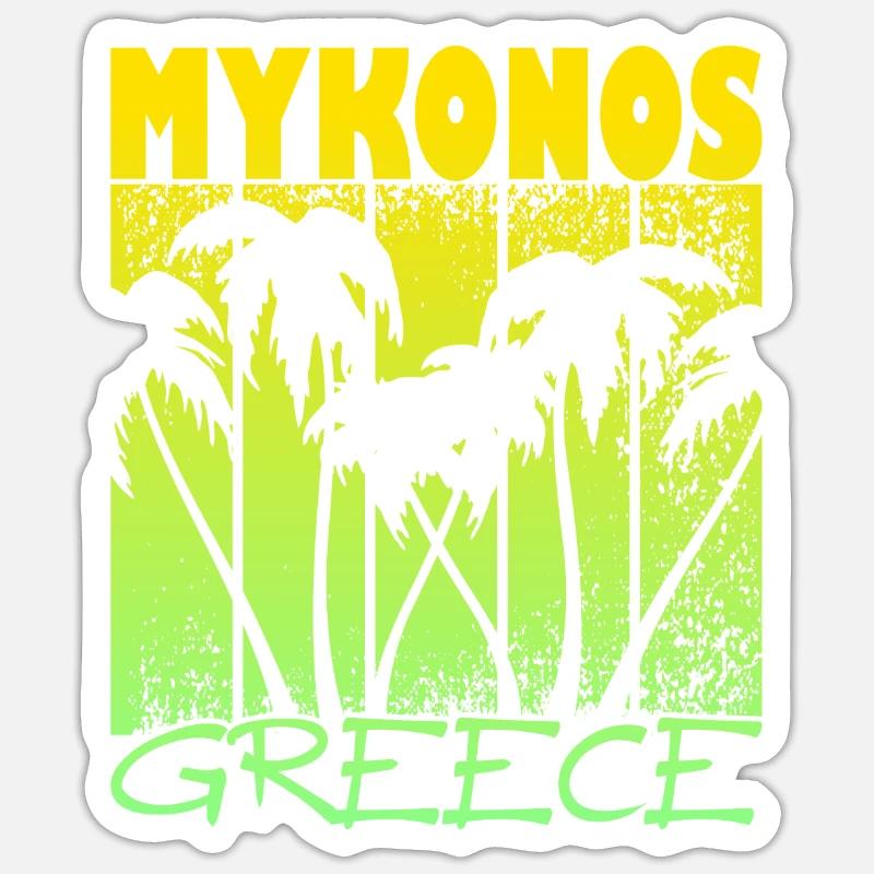 Mykonos Grèce Coucher de soleil - Sticker taille S (10 x 10 cm) - blanc mat