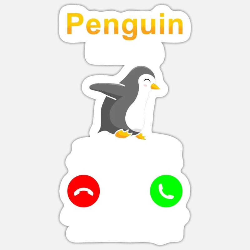 Penguin appelle - Sticker taille S (10 x 10 cm) - blanc mat