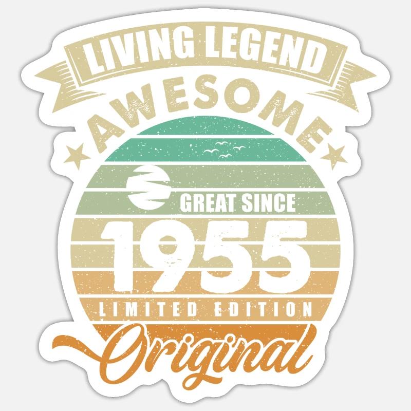 1955 Geburtstag - Sticker Größe S (10 x 10 cm) - Mattweiß