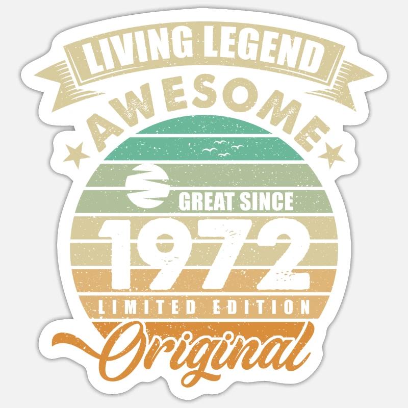 1972 Anniversaire Rétro Original - Sticker taille S (10 x 10 cm) - blanc mat