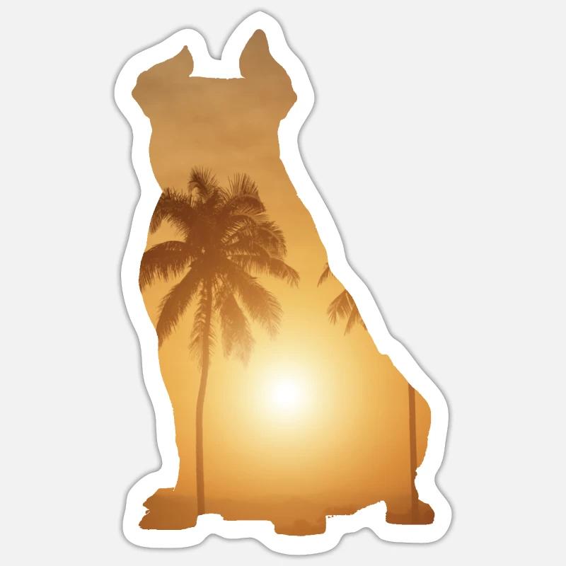 Plage d’été - American Bully - Sticker taille S (10 x 10 cm) - blanc mat