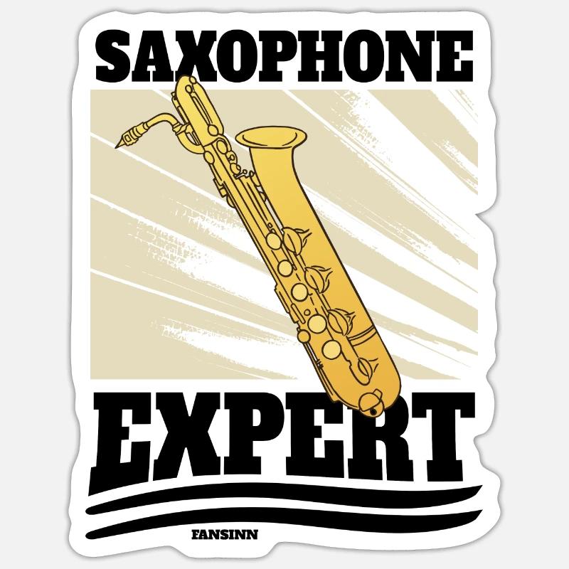 Saxophone Expert - Sticker taille S (10 x 10 cm) - blanc mat