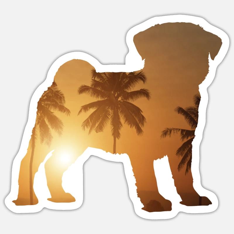 Summer Beach - Pug - Sticker size S (10 x 10 cm) - white matte