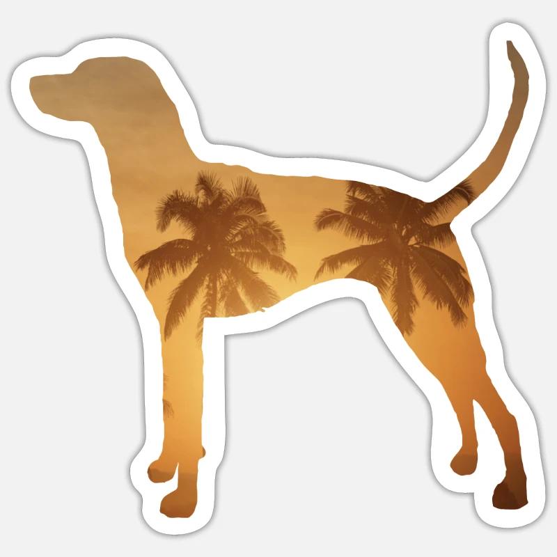 Plage d’été - Redbone Coonhound - Sticker taille S (10 x 10 cm) - blanc mat