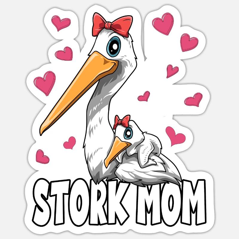 Strochen Mama Muttertag Mom Mutter Storch Sticker Größe S (10 x 10 cm)