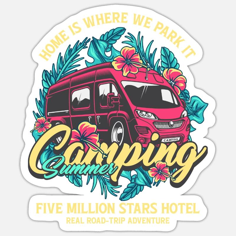 Camping Summer - Panel van Sticker size S (10 x 10 cm)
