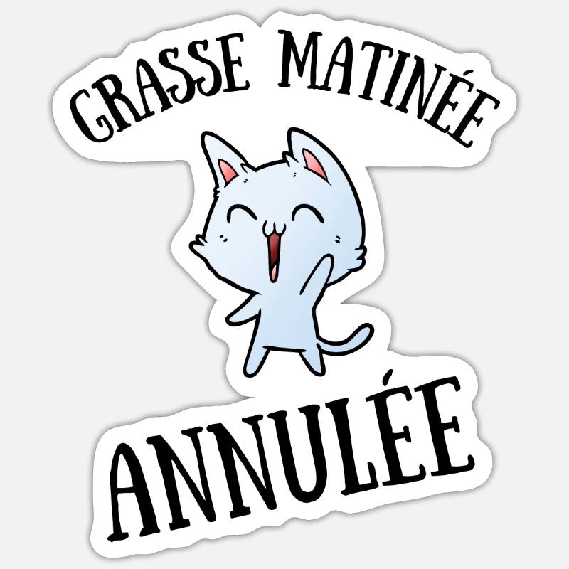 grasse matinée annulée - Sticker taille S (10 x 10 cm) - blanc mat