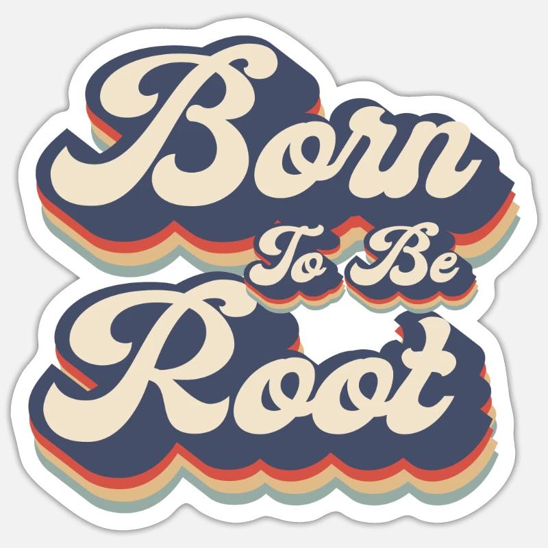 Linux Retro Born To Be Root pour les nerds - Sticker taille S (10 x 10 cm) - blanc mat