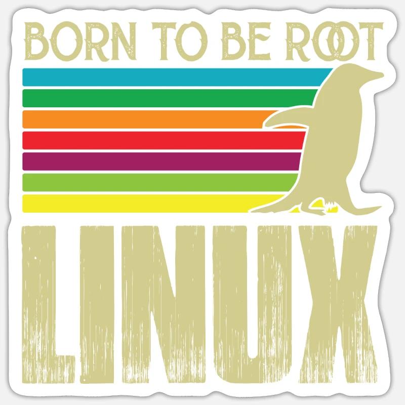 Linux Né pour être root Admin Linux - Sticker taille S (10 x 10 cm) - blanc mat