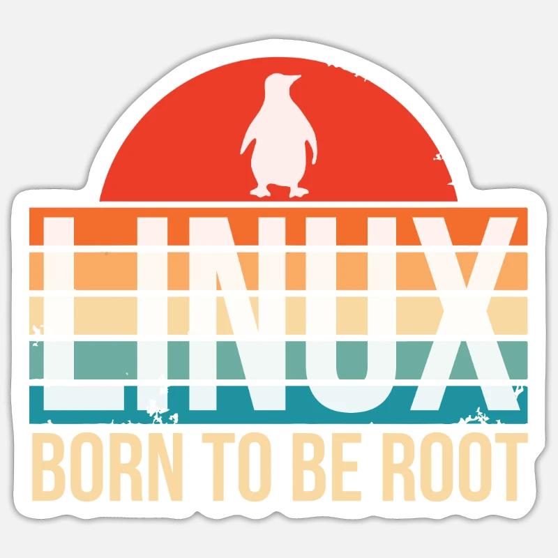 Linux Born To Be Root Pinguin Nerd Coding Geek Sticker Größe S (10 x 10 cm)