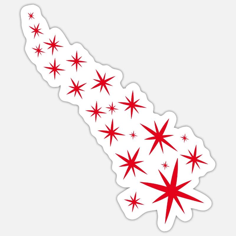 Red starry sky - Sticker size S (10 x 10 cm) - white matte