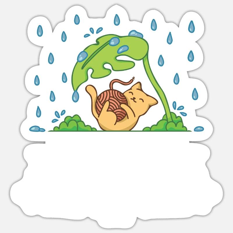 Stubentiger Raindrops Cat Meow - Sticker size S (10 x 10 cm) - white matte