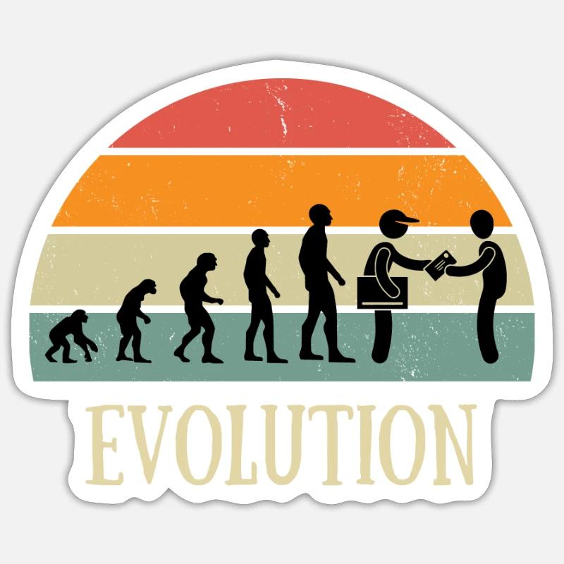 evolution vintage postman humor mail man Sticker Größe S (10 x 10 cm)