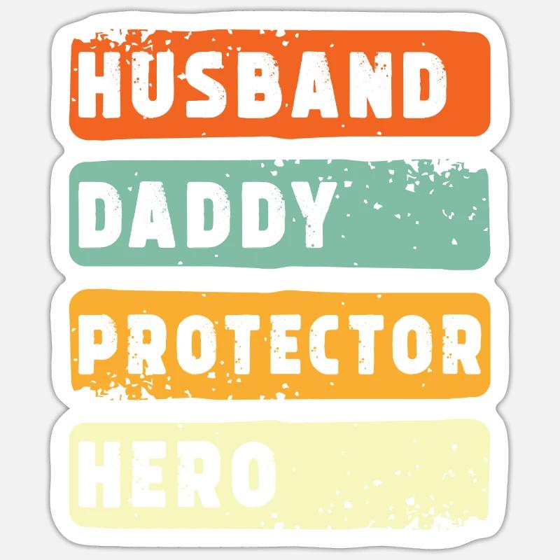 Ehemann Papa Beschützer Held - Sticker Größe S (10 x 10 cm) - Mattweiß