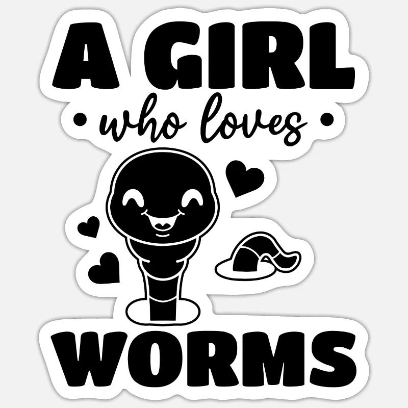 Nette Wurmmädchen Ich Ein Mädchen, das Würmer Sticker Größe S (10 x 10 cm)
