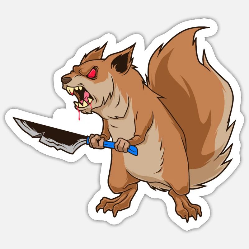 Monster Tiere - Horror Messer Eichhörnchen Sticker Größe S (10 x 10 cm)