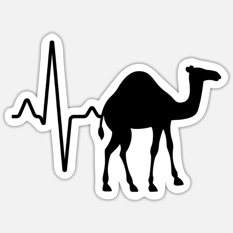 Dromedar Kamel Herzschlag Sticker Größe S (10 x 10 cm)