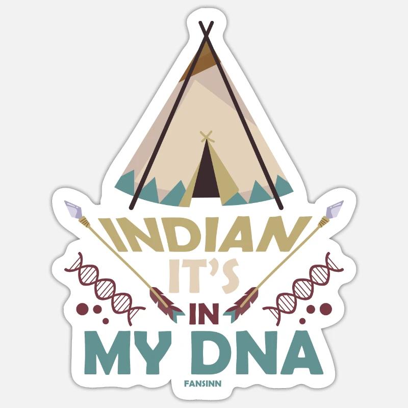 Amérindiens c’est dans mon ADN - Sticker taille S (10 x 10 cm) - blanc mat