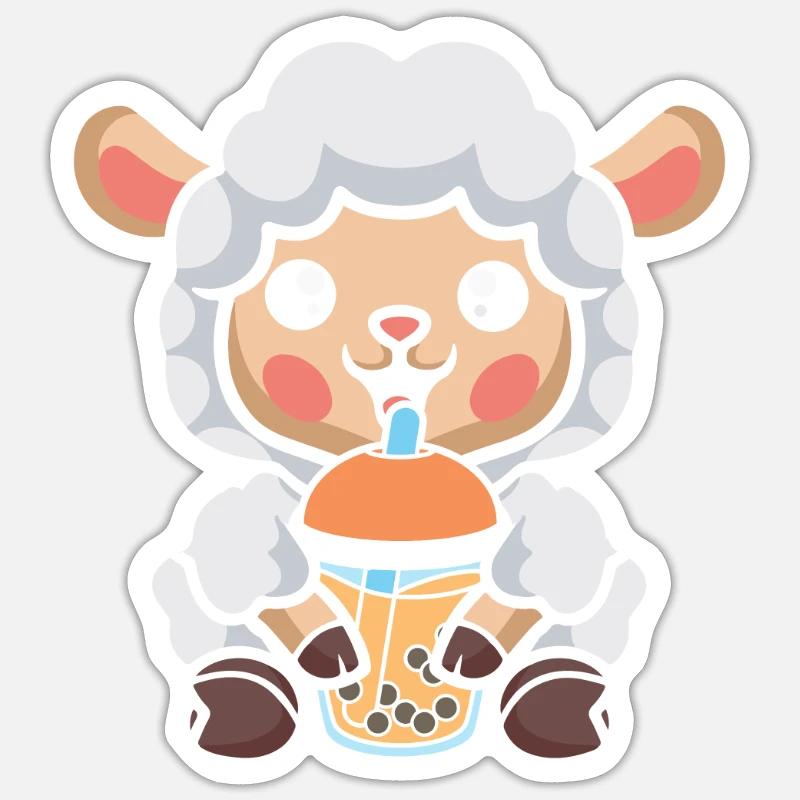 Bubble Tea Sheep - Sticker size S (10 x 10 cm) - white matte
