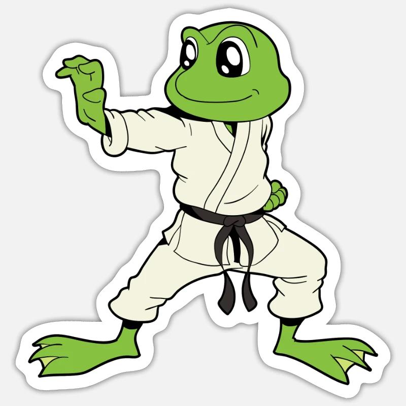 Comic Gecko does karate - Sticker size S (10 x 10 cm) - white matte