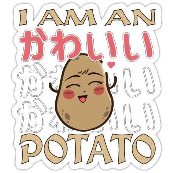 I Am Kawaii Potato Funny Anime Potato - Sticker size S (10 x 10 cm) - white matte - Front
