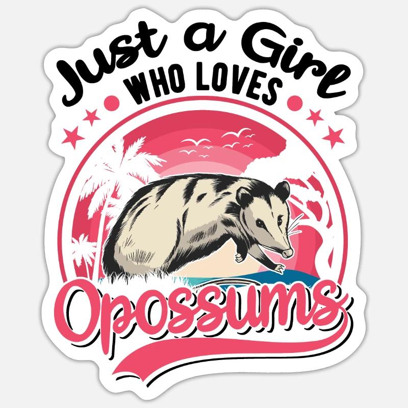 Opossum Mädchen Possum Beutelratte - Sticker Größe S (10 x 10 cm) - Mattweiß