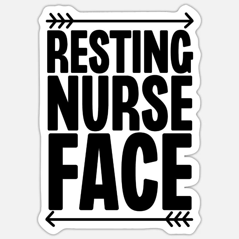 Visage d’infirmière au repos - Sticker taille S (10 x 10 cm) - blanc mat