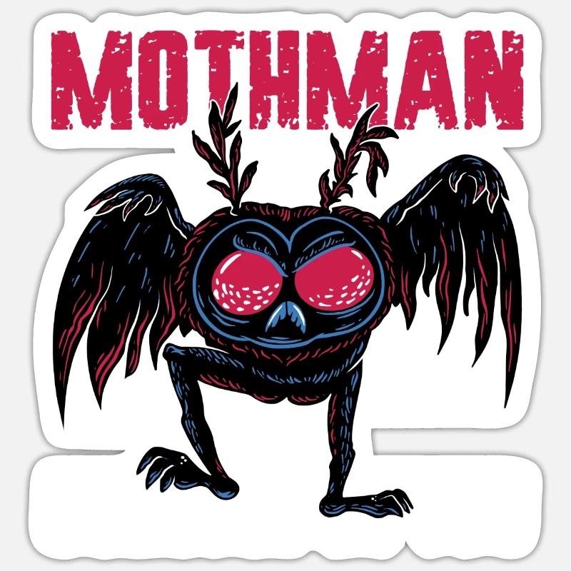 Mothman Kryptide Kryptozoologie - Sticker Größe S (10 x 10 cm) - Mattweiß