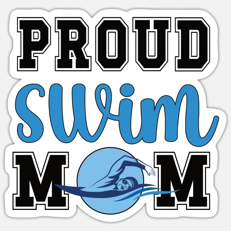 Schwimmmama Geschenk Mutter Schwimmer Schwimm-Mama - Sticker Größe S (10 x 10 cm) - Mattweiß