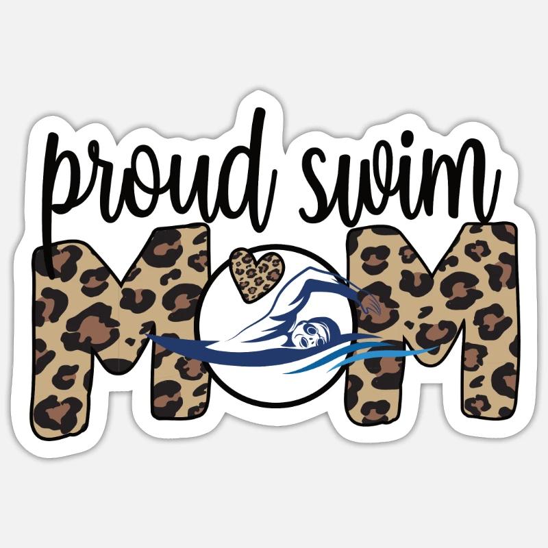 Schwimmmama Mutter Von Schwimmer Schwimm-Mama - Sticker Größe S (10 x 10 cm) - Mattweiß