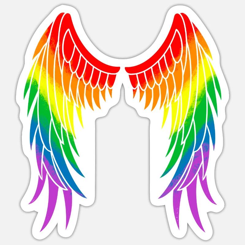 Rainbow Wings LGBT - Sticker taille S (10 x 10 cm) - blanc mat
