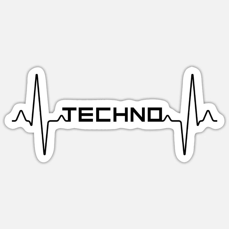 Techno Heartbeat - Sticker size S (10 x 10 cm) - white matte
